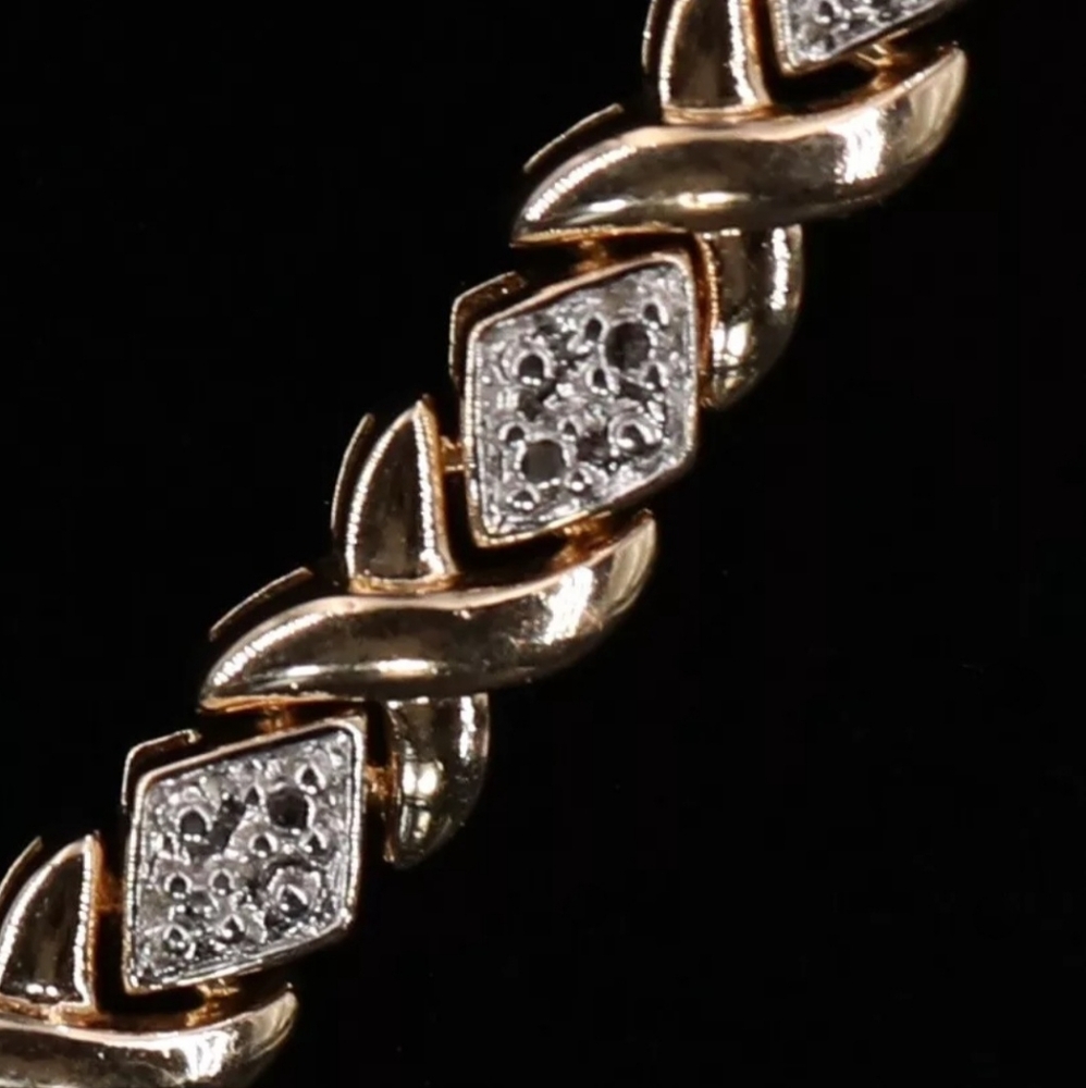 Sterling Silver 925 ROSS SIMONS 6mm Diamond XOXO 17.5" Gold Tennis Necklace 35g - Picture 10 of 12